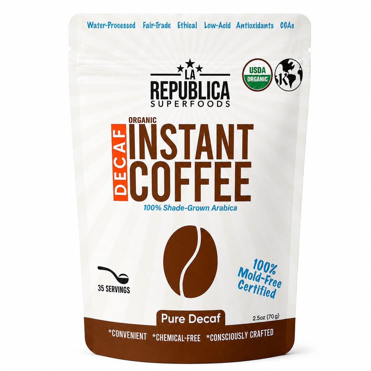 Organic Decaf (Instant Coffee) Colombian Roast - 35 Servings