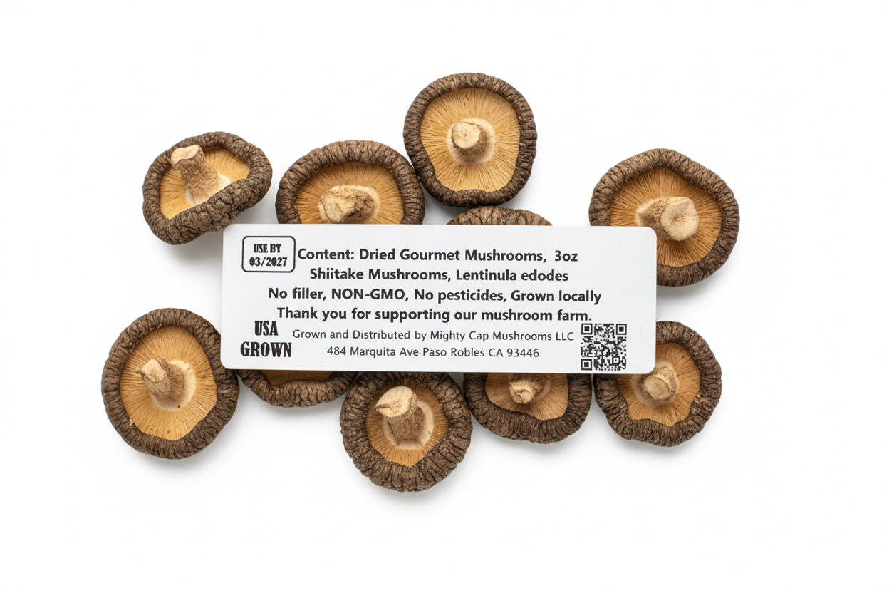 Dried Shiitake Mushrooms (whole fruitbody) 3oz package