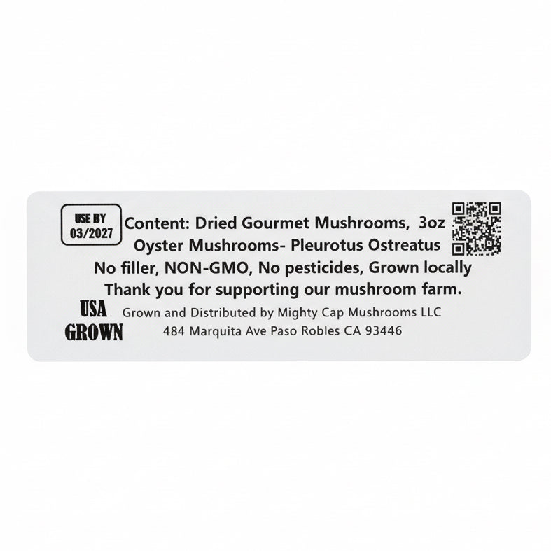 Dried Oyster Mushrooms (whole fruitbody) 3oz package