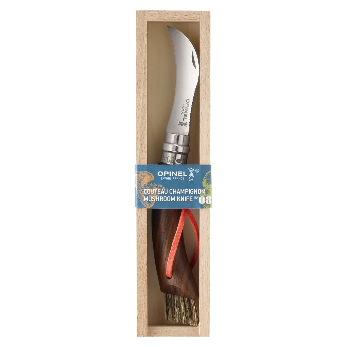 Opinel No.08 Mushroom Knife Walnut with Brush