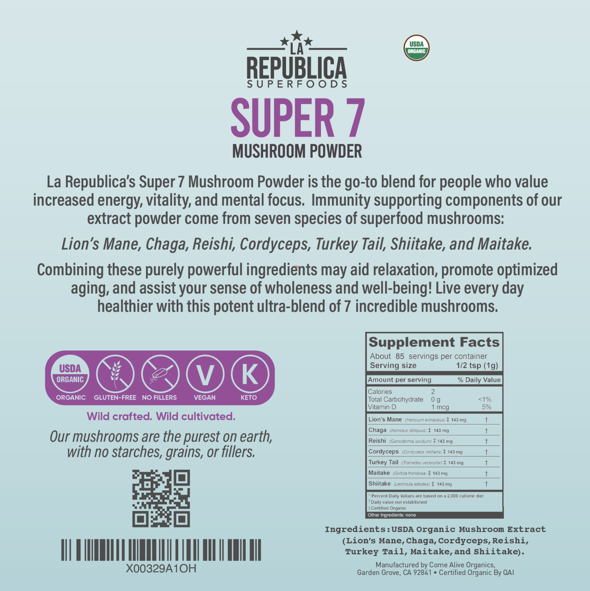 Mushroom Super 7 Powder (85 servings)