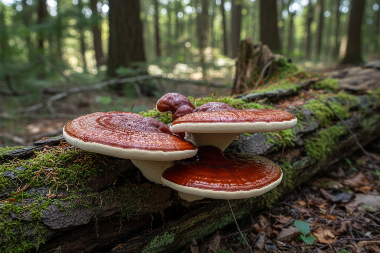 image of some beautiful reishi mushrooms