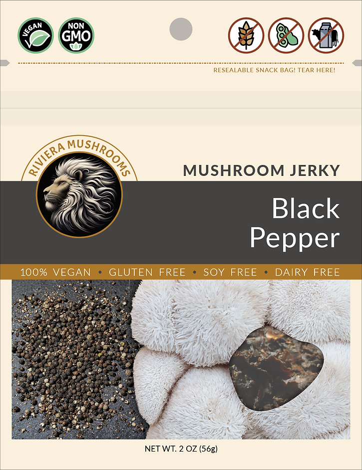 Jerky Lions Mane Mushroom with Black Pepper