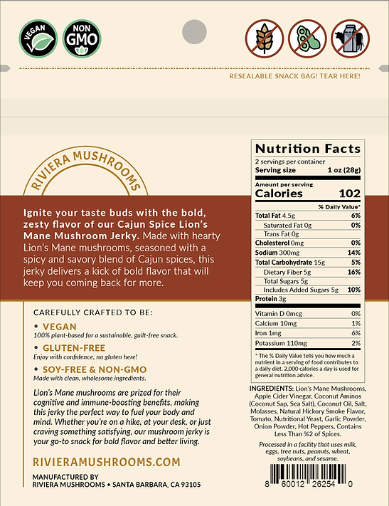 Jerky Lions Mane Mushroom with Cajun Seasoning