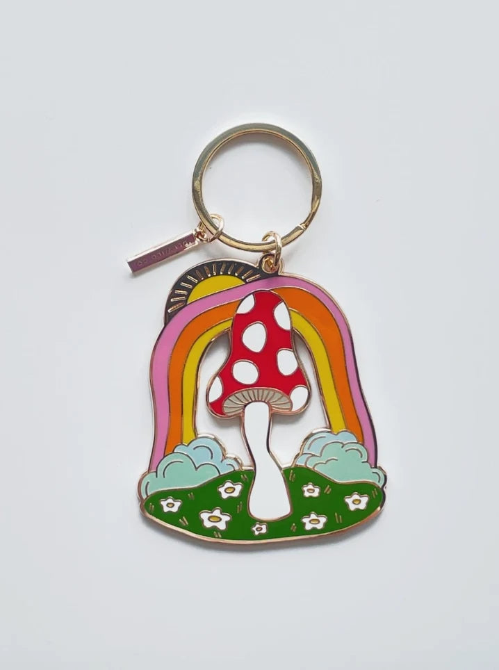 Keychain Enamel Mushroom Rainbow